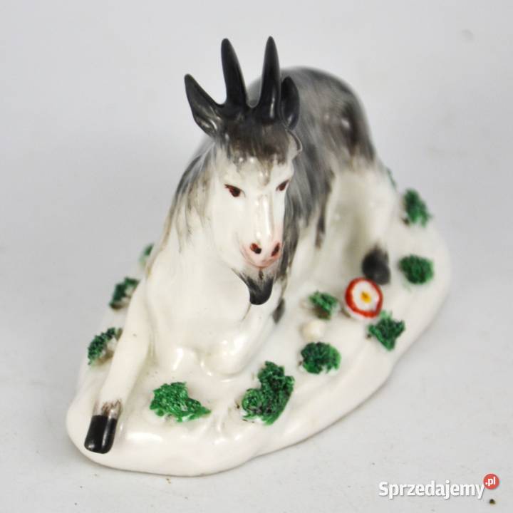 Kozioł leżący porcelana Edm Samson Francja XIXw Bronisze