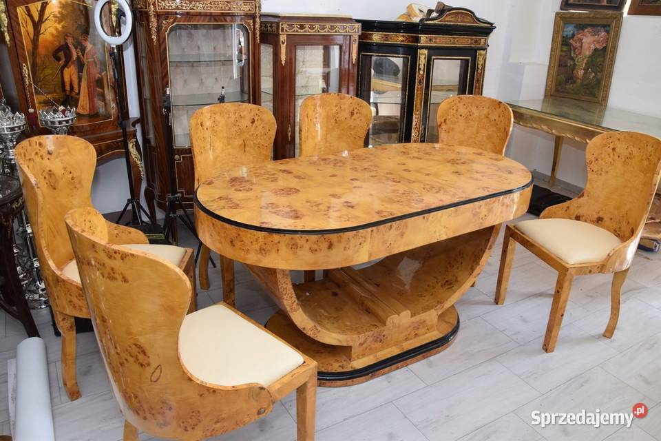 Polski Stół Art Deco 6 Krzeseł Krzesło Stolik małopolskie Kraków