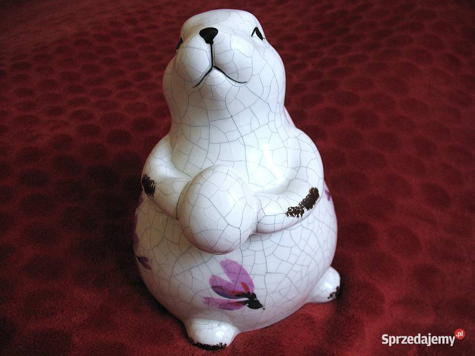 Zając z efektem crackle porcelana 20 x 15 x 14 Siedlce