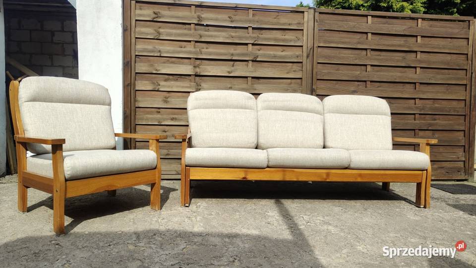 Komplet kanapa fotel drewno sosnowe lata 80 Warszawa