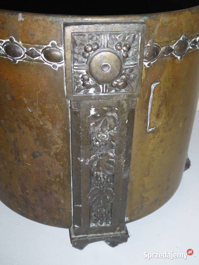 Antyczna Donica z brązu Secesja motyw winorośli Wrocław sprzedam