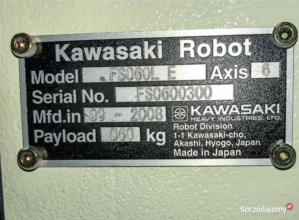 Robot KAWASAKI FS060L E z jezdnią 12 metrową Produkcja Częstochowa sprzedam