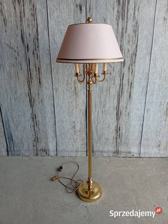 Stylowa lampa podłogowa z polerowaną mosiężną Byczyna sprzedam
