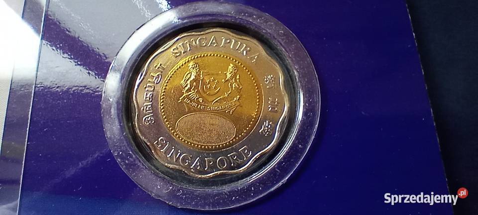 Stare monety 5 dolarów 2000 i 2 dolary Singapur Numizmatyka Lesko