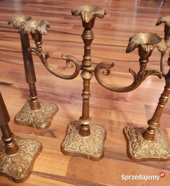 Świeczniki z mosiądzu komplet 5sztuk Warszawa sprzedam