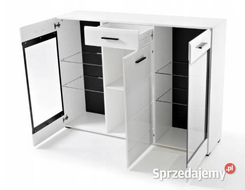 Komoda biała połysk półki szklane nowa do Olsztyn sprzedam