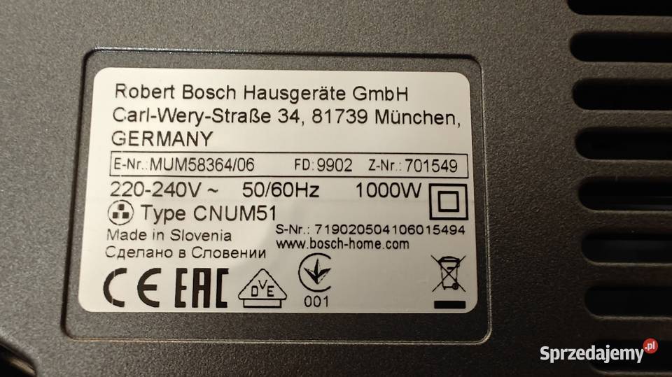 Robot Kuchenny Planetarny Bosch MUM 5 Łódź