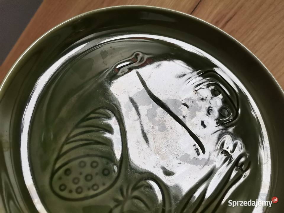 Stary talerz zielony porcelit Pruszków design Katowice
