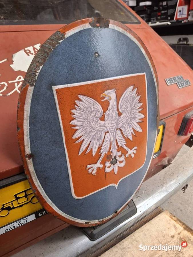 STARA TABLICA EMALIA EMALIOWANA GODŁO ORYGINAŁ Korfantów