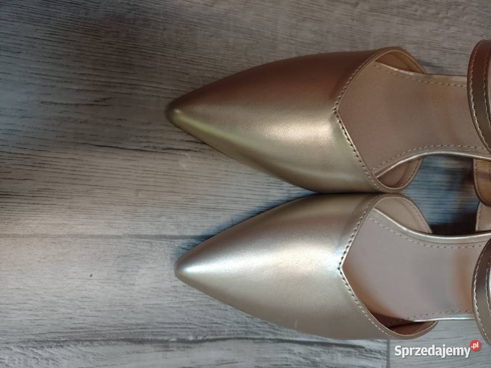 3940 Leather Złote zmysłowe czółenka wieczorowe Kraków