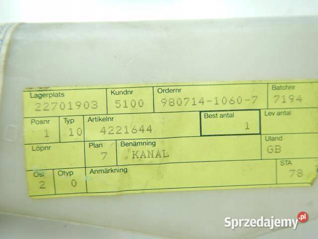 WLOT DOLOT POWIETRZA SAAB 93 900 20 23 25 OEM Wyposażenie wnętrza