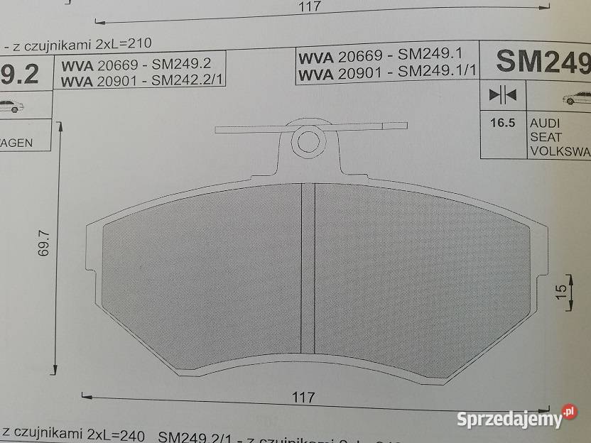 SM2491 Klocki hamulcowe kpl przód AUDI 100 C2 osobowe Olsztyn