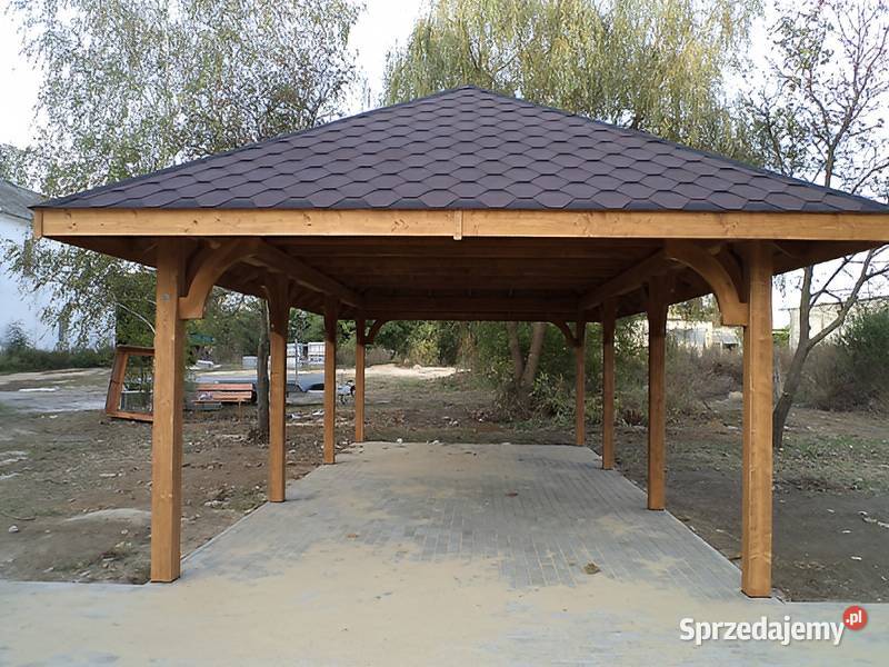Wiata garażowa 2 drewniana 3x6m dach 4spadowy Parzymiechy