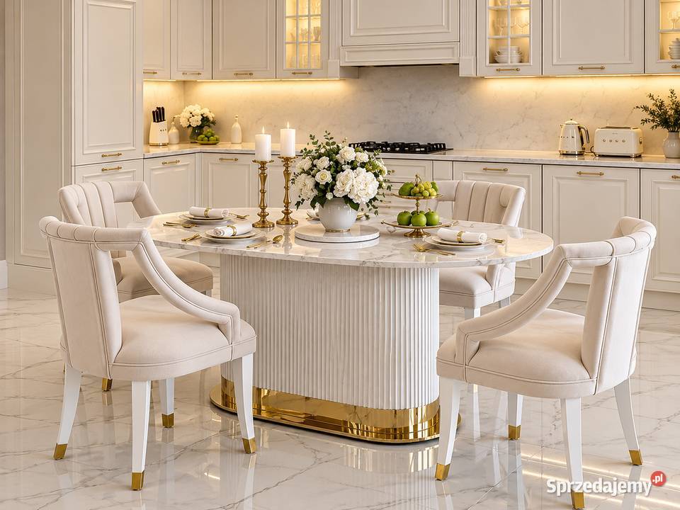 Stół ROYAL Glamour Złoty Biały Designerski Warszawa sprzedam