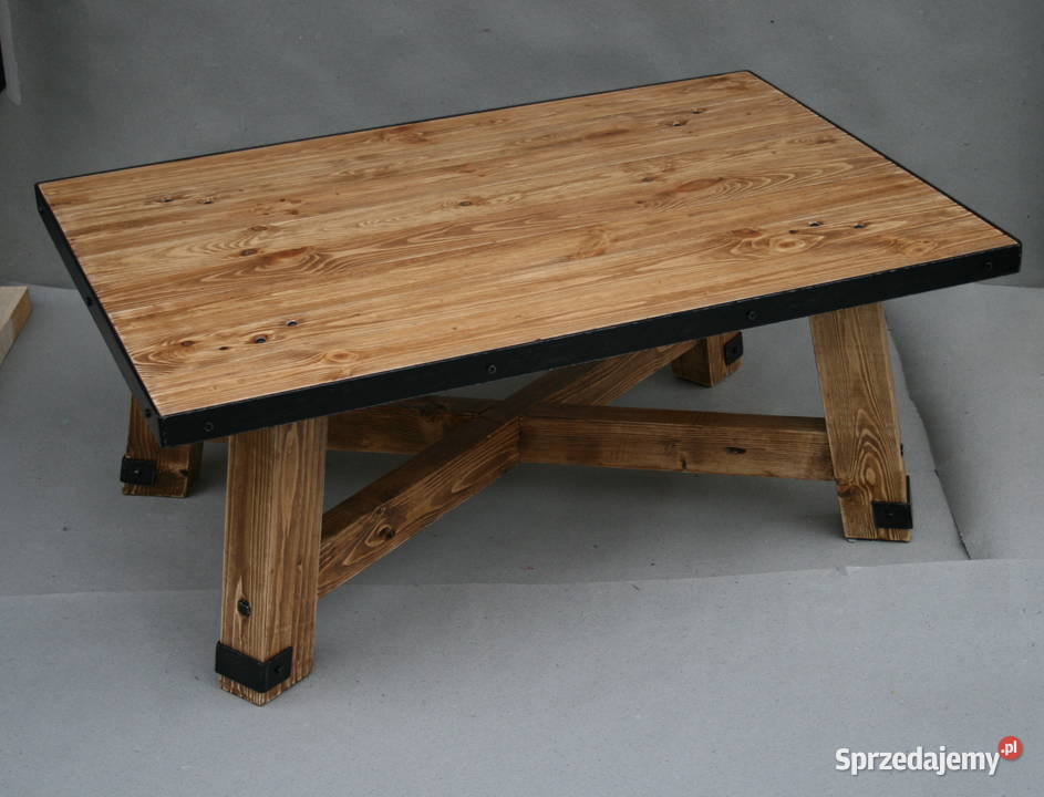 stolik kawowy rustykalny ława lite drewno kuta Mielec