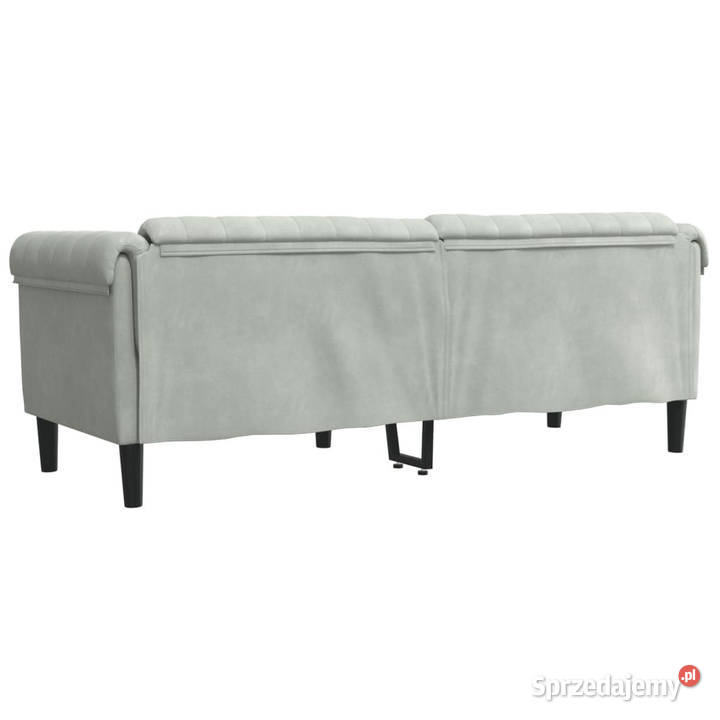 Sofa 3osobowa jasnoszara tapicerowana aksamitem Sofy i kanapy
