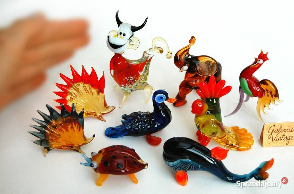 Szklane zwierzątka figurki ze szkła kolorowe Lublin