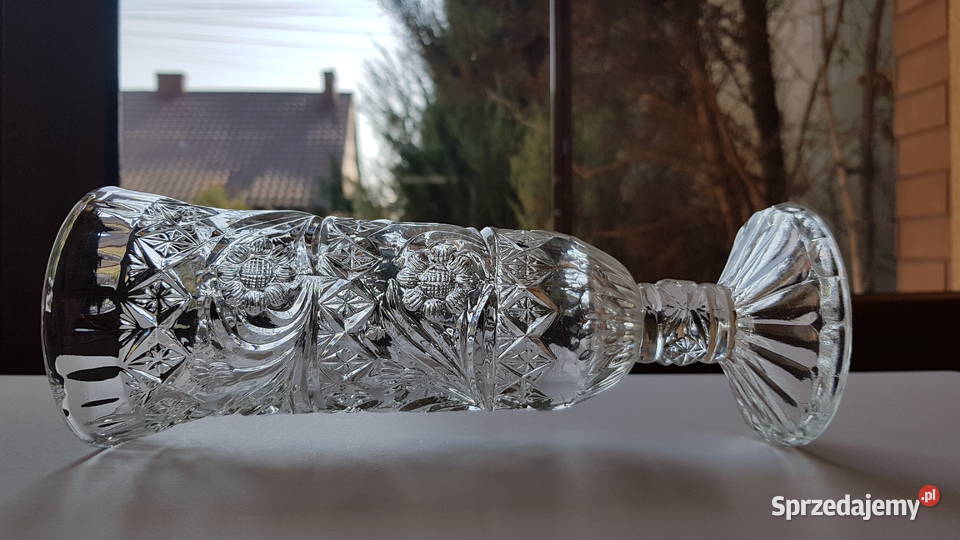 Wazon Stokrotki Kwiatki Ząbkowice szkło PRL