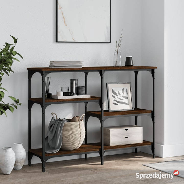 Stolik konsolowy brązowy dąb 102x29x75 WM834084 sprzedam