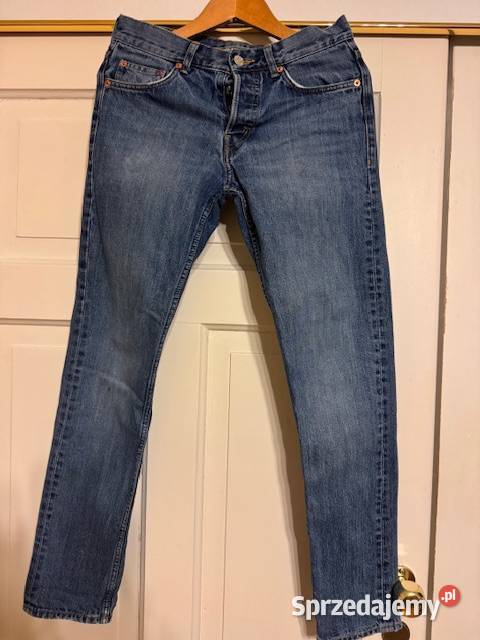 Jeansy męskie w28 L32 granatowe z przetarciami śląskie Częstochowa