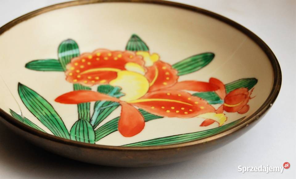 Patera orientalna porcelana biskwit mosiądz wielokolorowy Pozostałe lubelskie Lublin