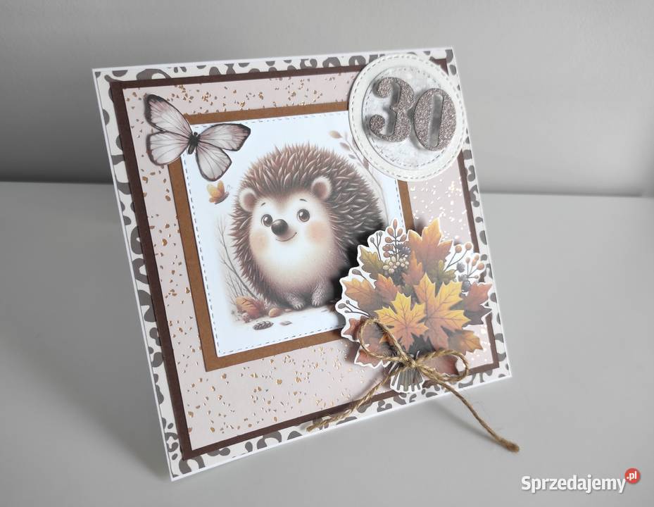 Kartka na urodziny ręcznie robiona jesienna z Łódź