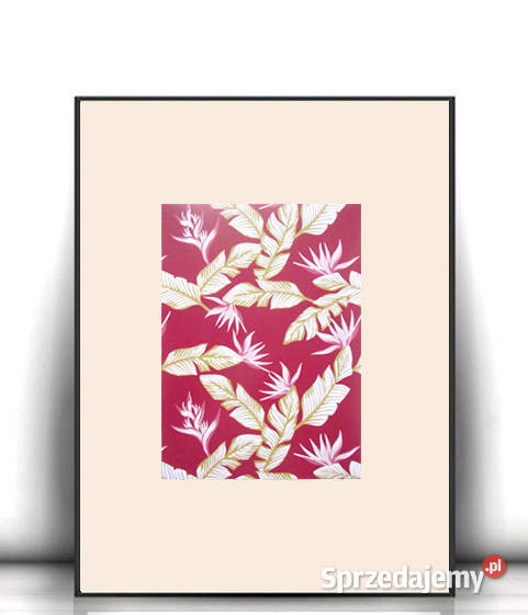 bordowy obrazek A4 boho plakat do domu mały Dekoracje i ozdoby