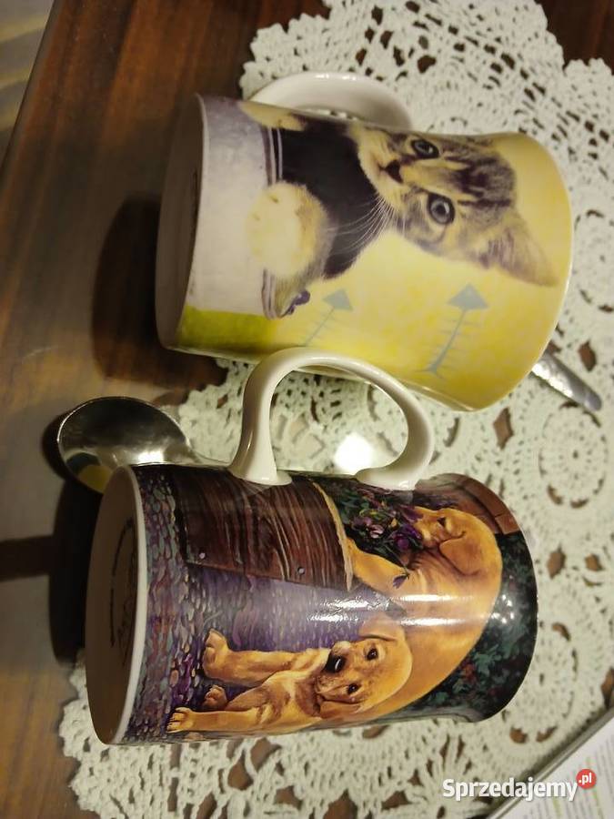 Kubki porcelanowe ze zwierzętami sygnowane mazowieckie Warszawa
