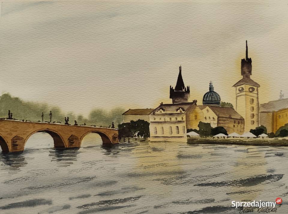 Akwarela Akwarelka Obraz Praga Most Karola pt Opole