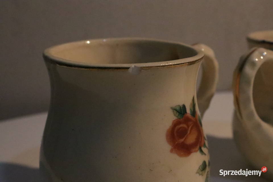 Porcelanowe kubki dzbanuszki z różami Wrocław