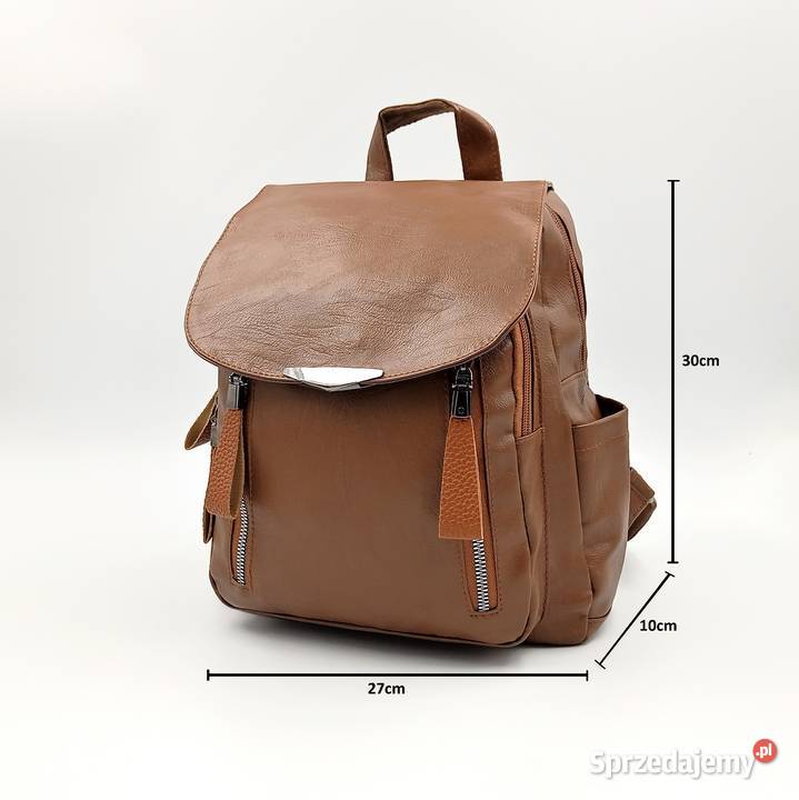 Plecak damski skórzany z klapą Yogodlns brązowy