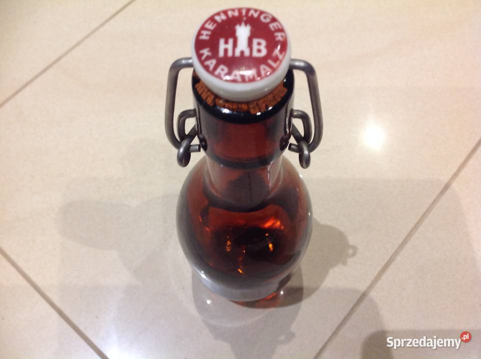 Stara Butelka Szklana z Porcelanką poj 033 L Nowa Sól