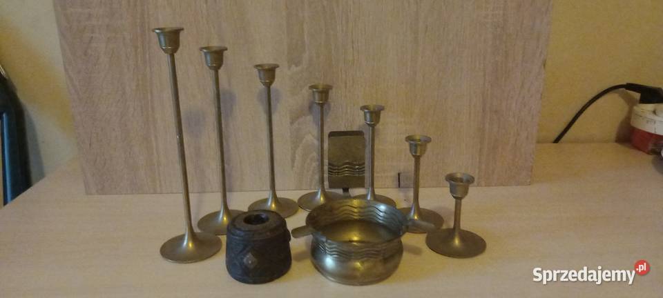 Antyczne swieczniki lichtarz i popielnica Łódź