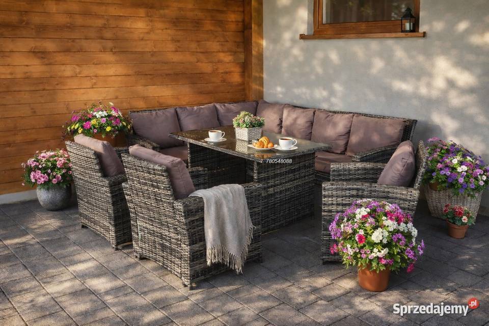 Meble ogrodowe 9 10 osobowe szare TECHNORATTAN małopolskie Kraków