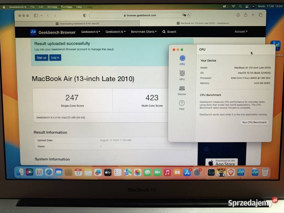 Apple MacBook Air Late 2010 a1369 Apple Kobyłka sprzedam