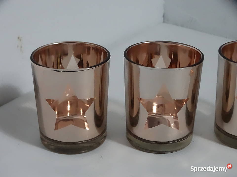 Komplet 4 świeczników Rose Gold z wyciętą Biłgoraj