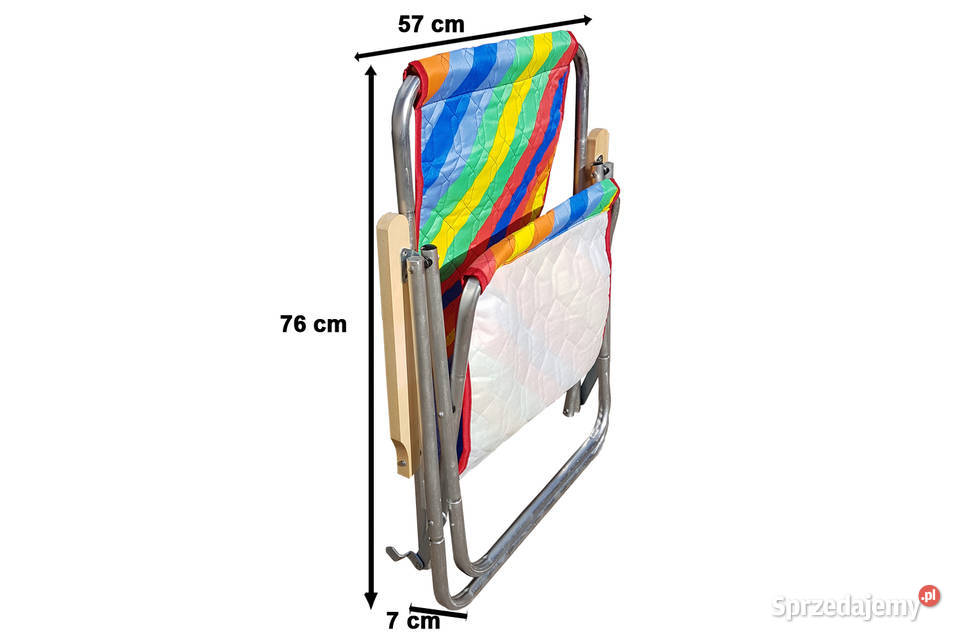 Leżak plażowy aluminiowy z drewnianym