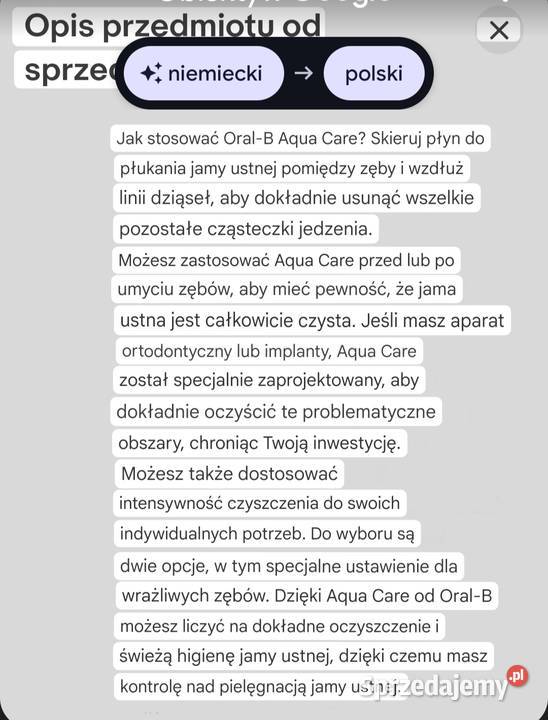 Irygator OralB szczoteczka wodna do zębów Zawory