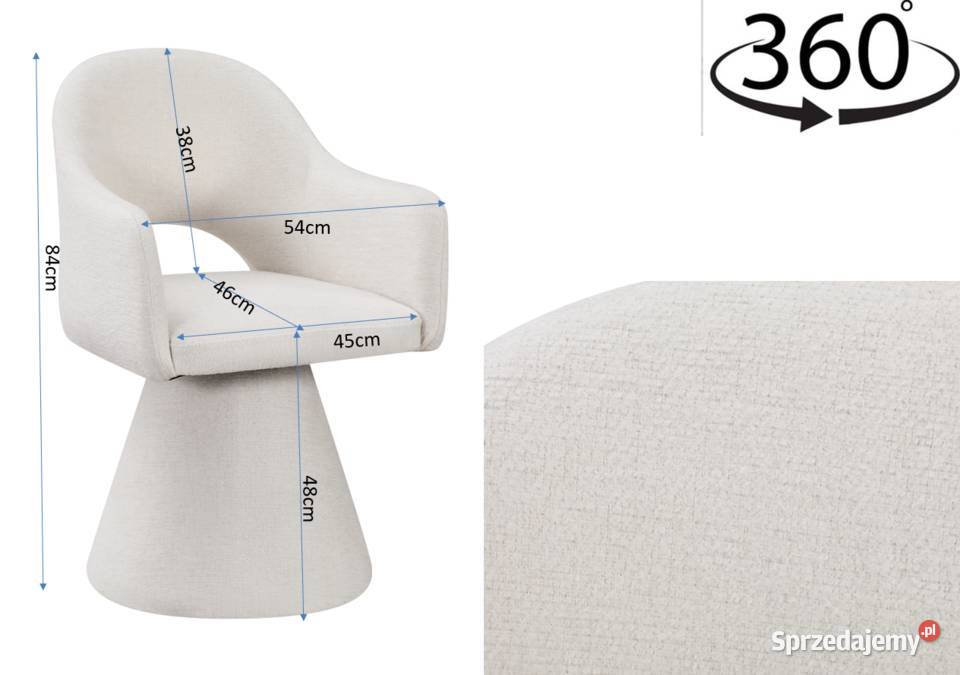 Obrotowe krzesło tapicerowane Solea kremowe wielkopolskie sprzedam