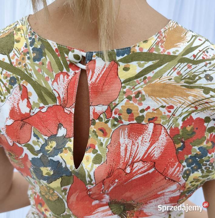 Sukienka retro z kwiatami prosta S 36 M 38 zachodniopomorskie Szczecin