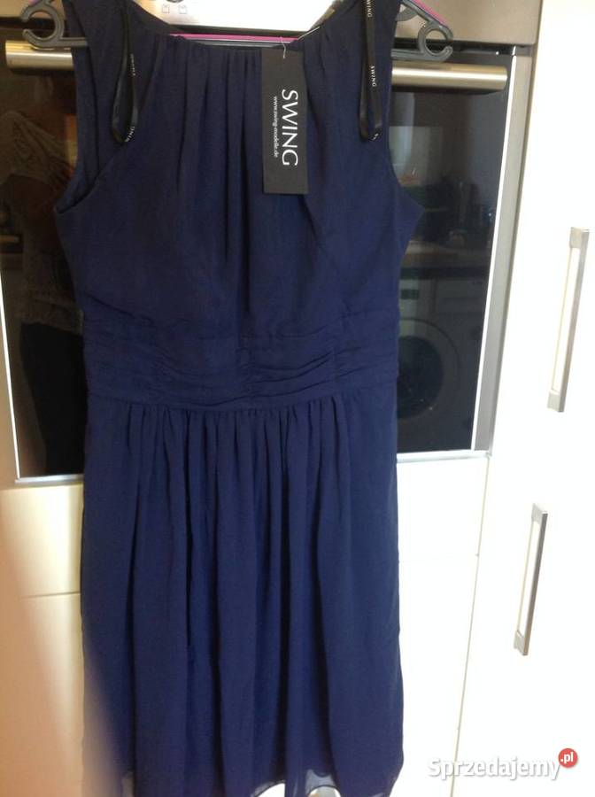 Sukienka Koktajlowa Damska SWING r SM Granatowa Nowa Sól