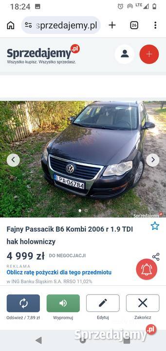 Fajny Passacik B6 Kombi 2006 19 TDI hak Lubartów