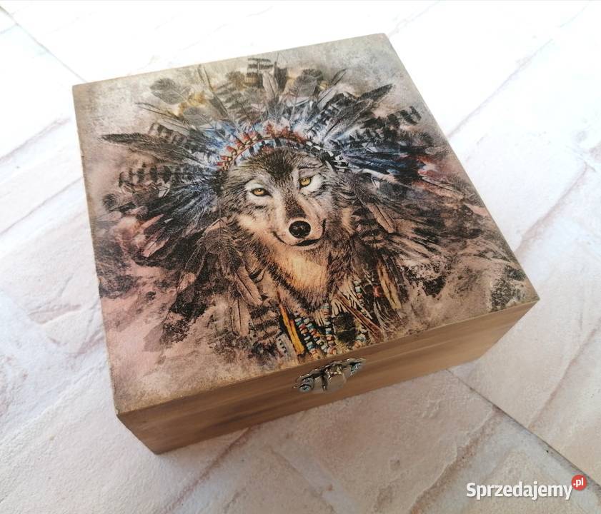 Drewniane pudełko szkatułka na biżuterię prezent 16cm sprzedam