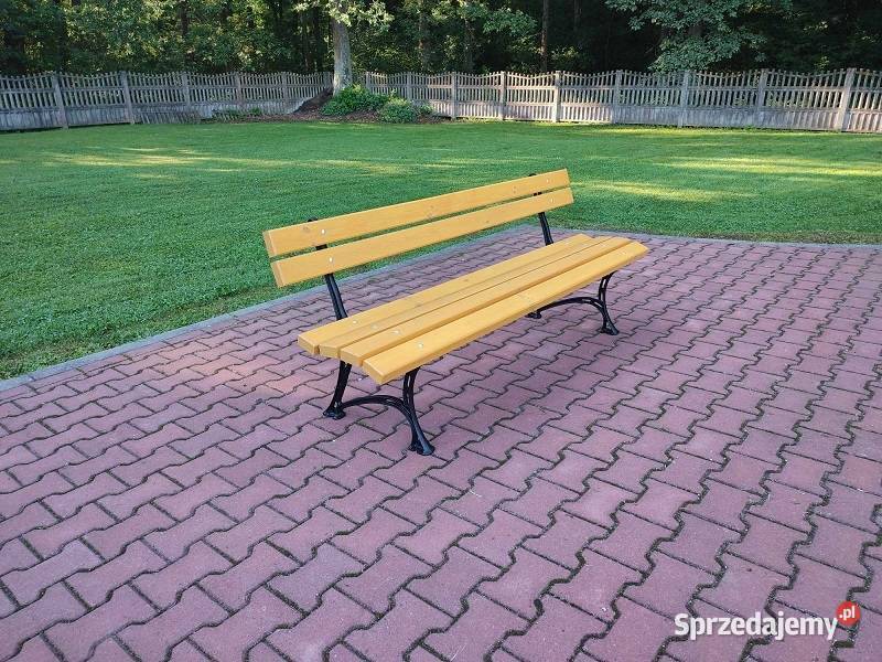 Ławka ogrodowa miejska parkowa żeliwo oparcie Warszawa
