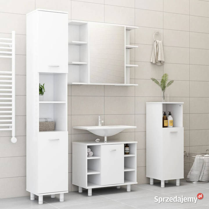 Szafka łazienkowa biała 30x30x179 materiał