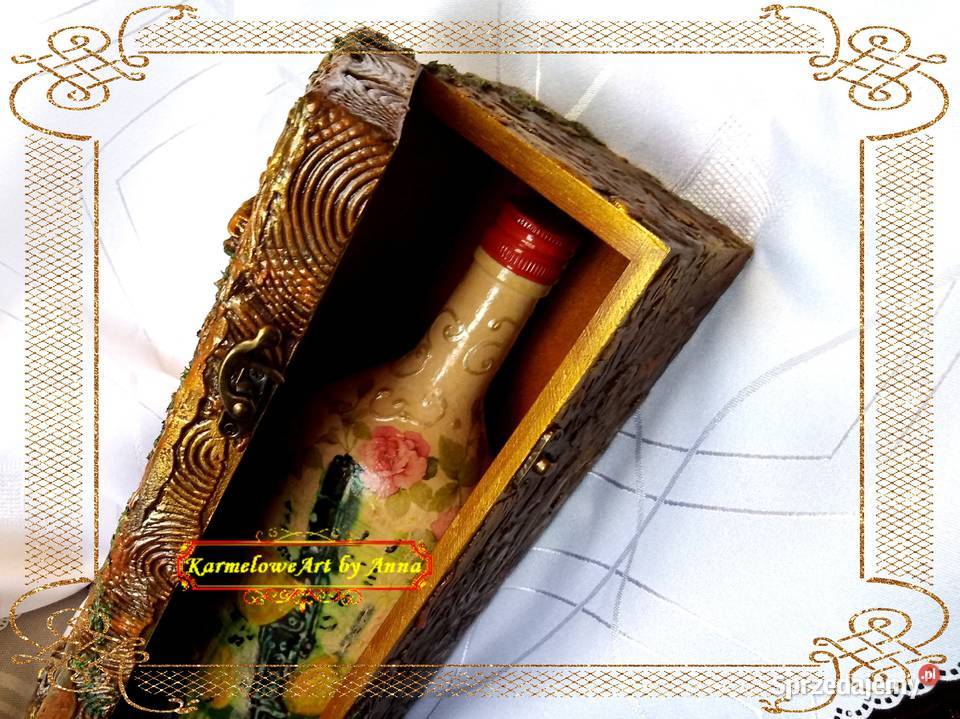 Pudełko na wino decoupage rękodzieło prezent Warszawa