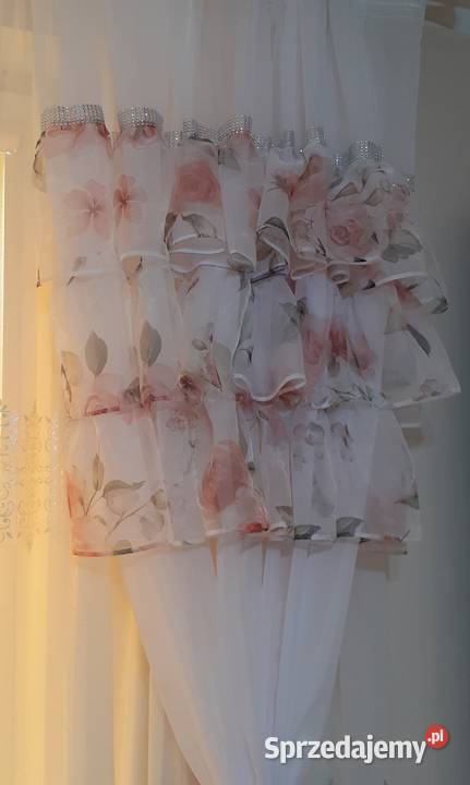 Firany z falbanami pudrowe róże 2 sztuki mazowieckie Mława