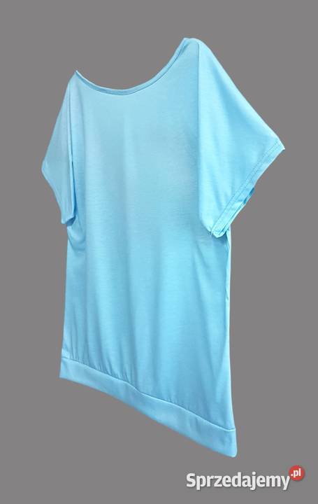 Damska bluzka błękitna z krótkim rękawem z krótki Chrzanów