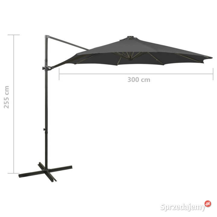 Parasol wiszący z lampkami LED i słupkiem sprzedam