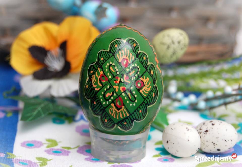 Stara pisanka drewniana ręcznie malowana Ukraina Lublin